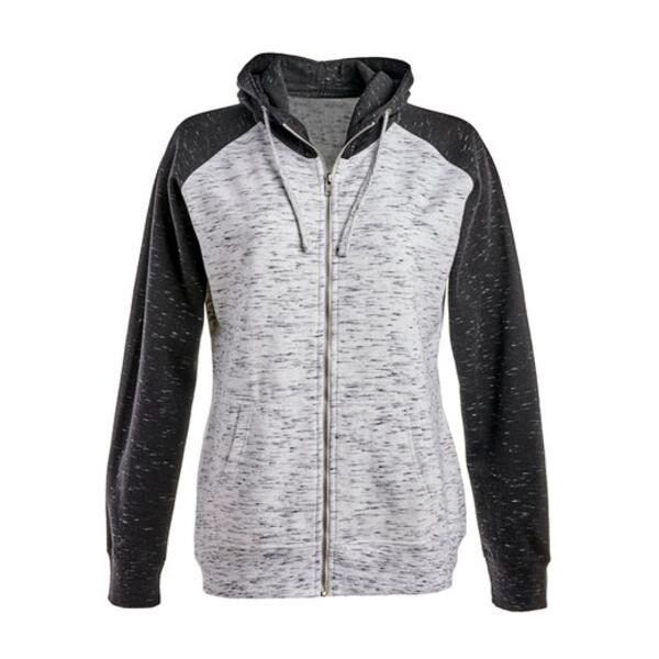 Ladies' Mélange Fleece Two-Tone Full-Zip Hooded Sweatshirt Thumbnail