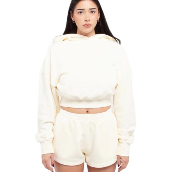 Ladies' Garment Dye Crop Hooded Sweatshirt Thumbnail