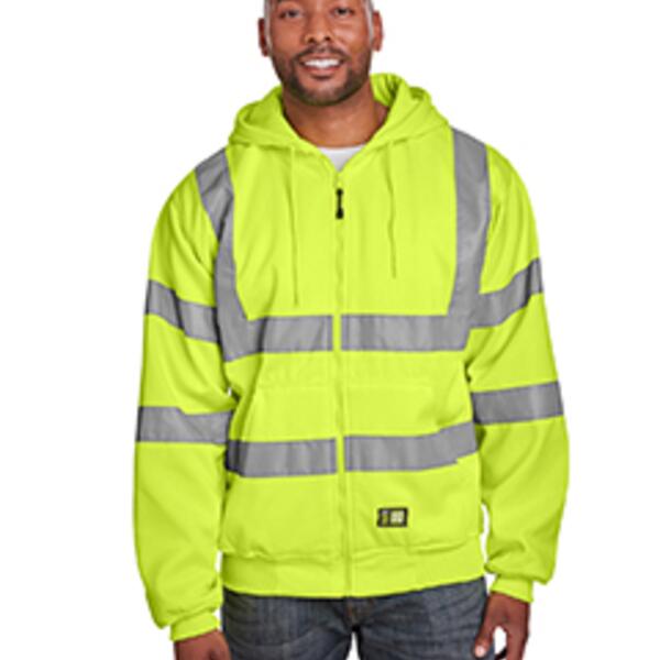 Men's Berne Hi-Vis Class 3 Lined Hooded Sweatshirt Thumbnail