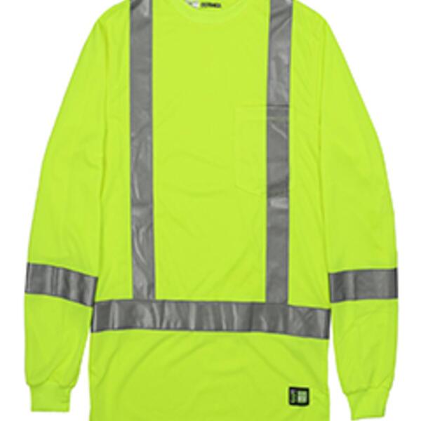 Men's Tall Hi-Vis Class 3 Performance Long Sleeve T-Shirt Thumbnail